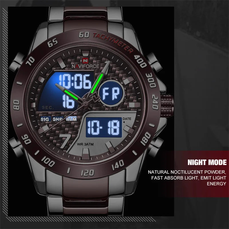 NAVIFORCE Men Digital Watch LED Sport Military Mens Quartz Wristwatch Male Luminous Waterproof Clock Watches Relogio Masculino