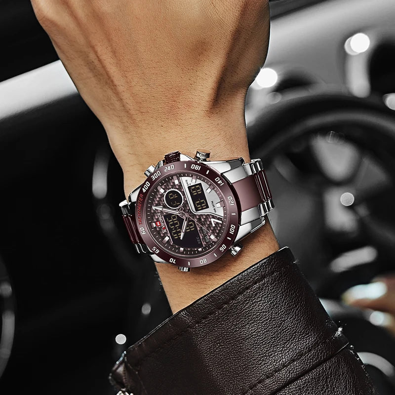 NAVIFORCE Men Digital Watch LED Sport Military Mens Quartz Wristwatch Male Luminous Waterproof Clock Watches Relogio Masculino