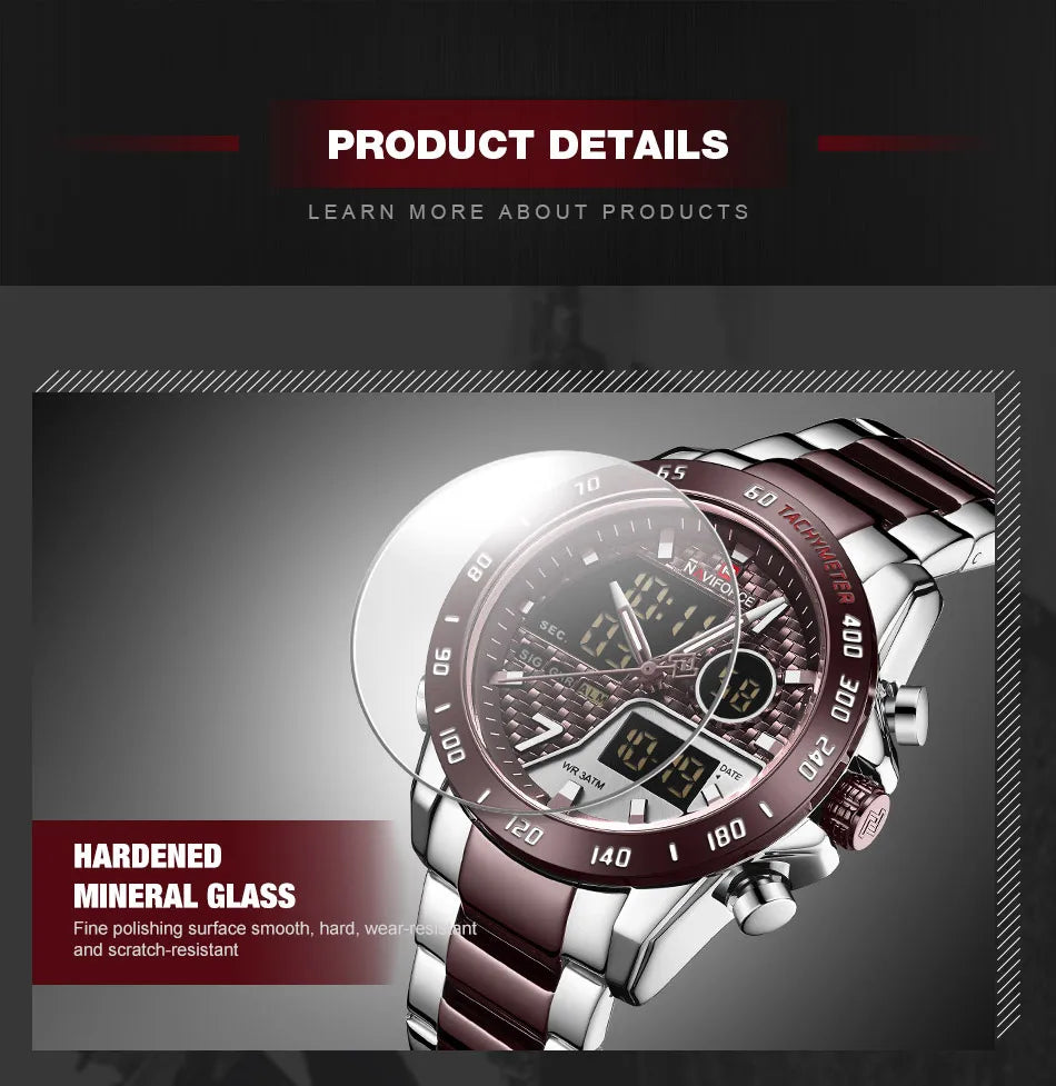 NAVIFORCE Men Digital Watch LED Sport Military Mens Quartz Wristwatch Male Luminous Waterproof Clock Watches Relogio Masculino